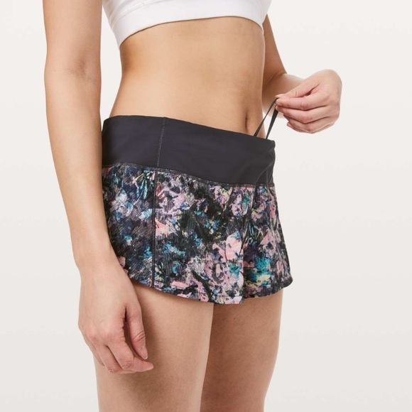 Lululemon Women Run Speed Up Short 2.5" Inseam Dappled Daze Obsidian Size 14 - Picture 2 of 11